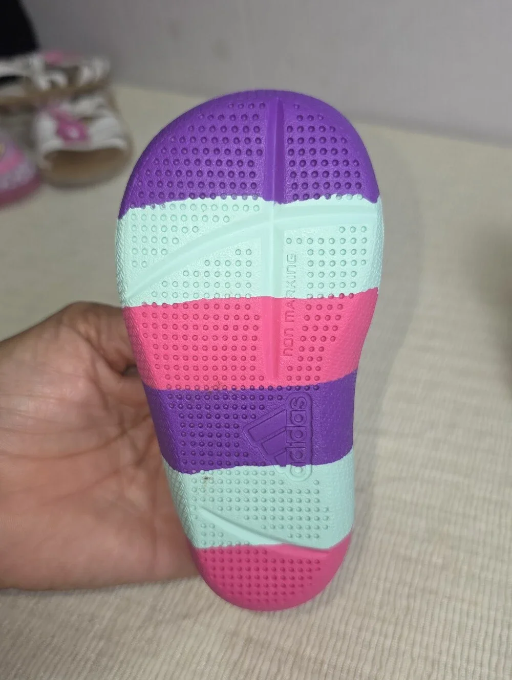 adidas Toddler Water Sandals Pink Purple Aqua Hook Loop Shoes US 5.5K D97198